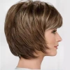 Cross-border foreign trade women's short straight hair, natural and fluffy, side-swept bangs, golden white wig, high-temperature silk synthetic fiber short wig Application Scenario
